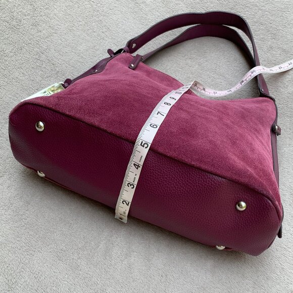 Tignanello Expandable Burgundy Genuine Suede Shoulder Bag - Picture 12 of 16